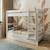 Lit superposé avec sommier gigogne bois massif aaron Blanc+Bois naturel 1 - vertbaudet enfant 