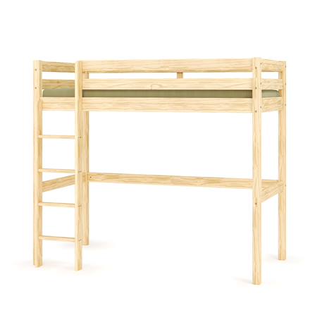 Lit mezzanine bois massif aaron Blanc+Bois naturel 7 - vertbaudet enfant 