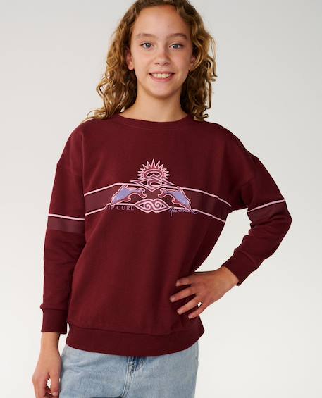 Sweat col rond archive dolphin fille Bone+Dark plum 12 - vertbaudet enfant 