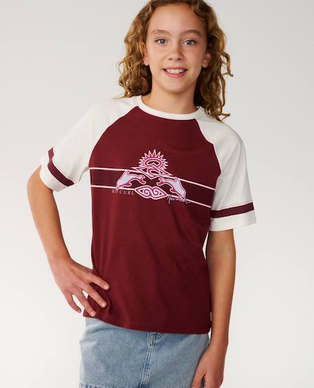 T-shirt à manches courtes fille relax dolphin archive Dark plum 6 - vertbaudet enfant 