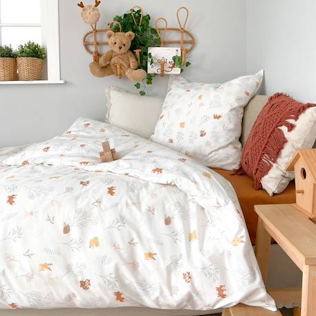 Parure de lit percale coton bio Arc-en-ciel+Caramel+Forêt+Petit buis+Sable+Sapins+Vert sauge 8 - vertbaudet enfant 
