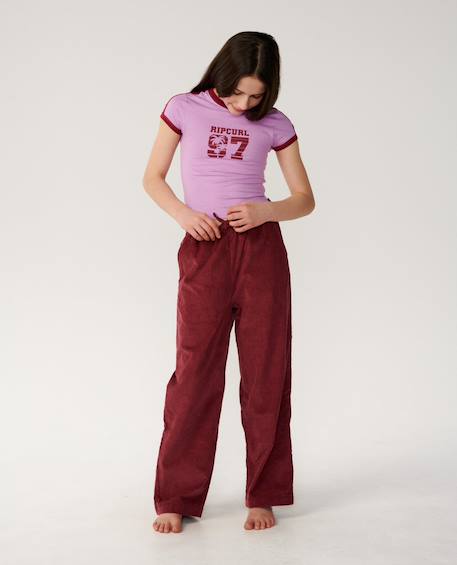 Pantalon en velour fille keepsakes washed Dark plum 4 - vertbaudet enfant 