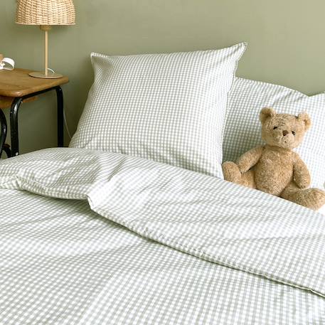 Parure de lit percale coton bio Arc-en-ciel+Caramel+Forêt+Petit buis+Sable+Sapins+Vert sauge 26 - vertbaudet enfant 