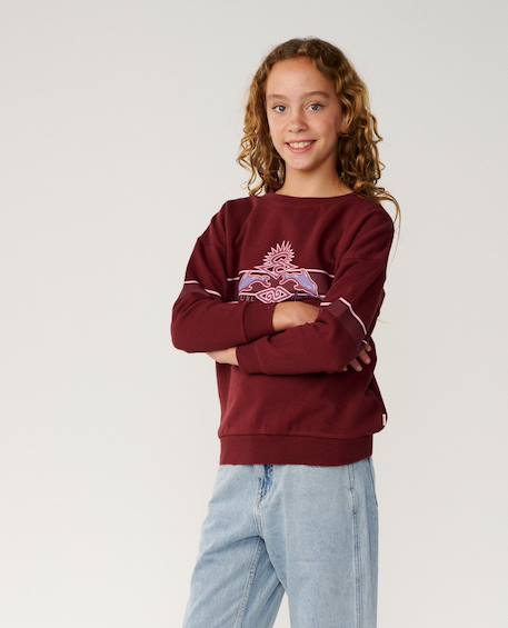 Sweat col rond archive dolphin fille Bone+Dark plum 8 - vertbaudet enfant 