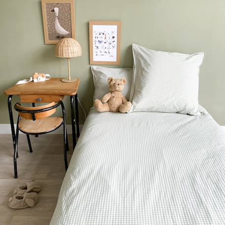 Parure de lit percale coton bio Arc-en-ciel+Caramel+Forêt+Petit buis+Sable+Sapins+Vert sauge 24 - vertbaudet enfant 