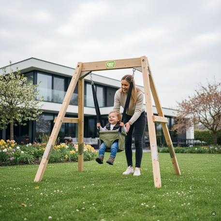 Balançoire évolutive en bois enfant avec siège bébé pour grandir et jouer en extérieur Naturel 2 - vertbaudet enfant 
