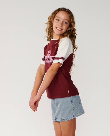T-shirt à manches courtes fille relax dolphin archive Dark plum 2 - vertbaudet enfant 