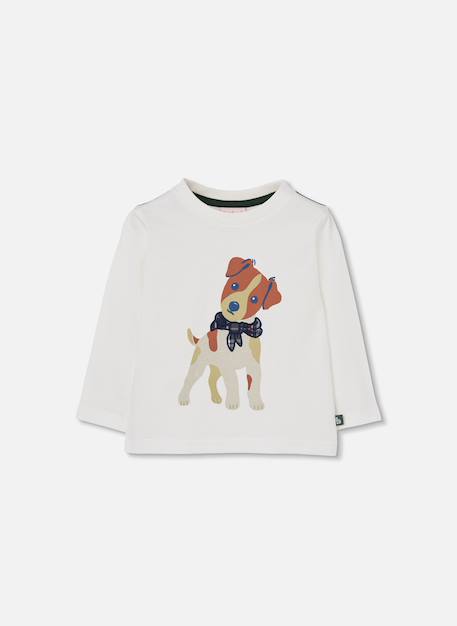 T-shirt garçon en maille imprimé chien Blanc 2 - vertbaudet enfant 