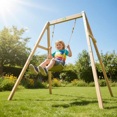 Balançoire évolutive en bois enfant avec siège bébé pour grandir et jouer en extérieur Naturel 4 - vertbaudet enfant 