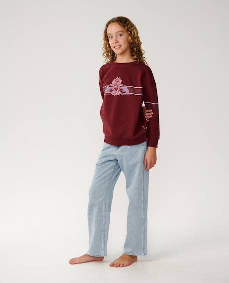 Sweat col rond archive dolphin fille Bone+Dark plum 10 - vertbaudet enfant 