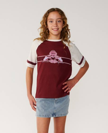 T-shirt à manches courtes fille relax dolphin archive Dark plum 1 - vertbaudet enfant 