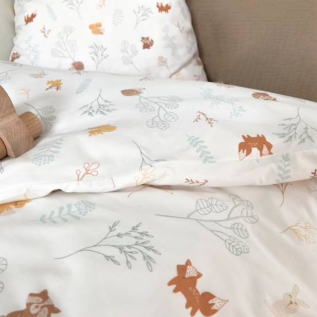 Parure de lit percale coton bio Arc-en-ciel+Caramel+Forêt+Petit buis+Sable+Sapins+Vert sauge 12 - vertbaudet enfant 