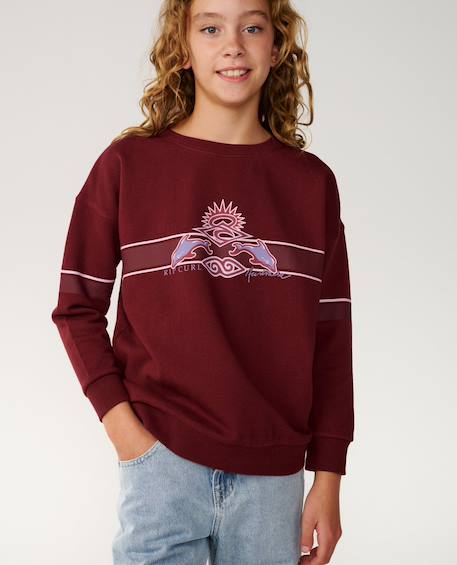 Sweat col rond archive dolphin fille Bone+Dark plum 11 - vertbaudet enfant 
