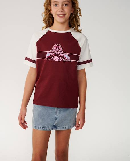 T-shirt à manches courtes fille relax dolphin archive Dark plum 5 - vertbaudet enfant 