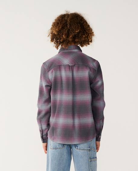 Chemise manches longues en flanelle count enfant Charcoal grey+Kaki rock+Taupe 3 - vertbaudet enfant 