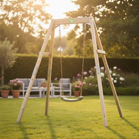 Balançoire évolutive en bois enfant avec siège bébé pour grandir et jouer en extérieur Naturel 3 - vertbaudet enfant 