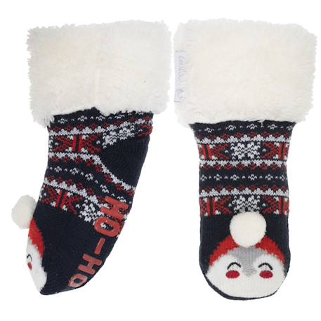 Chaussettes fourrées enfant noël marine 1/8 ans Jacquard marine 3 - vertbaudet enfant 