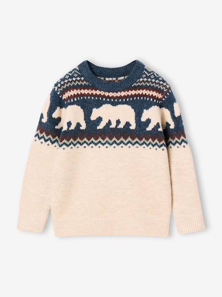Pull jacquard garçon manches longues blanc chiné 4 - vertbaudet enfant 