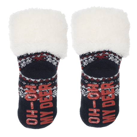 Chaussettes fourrées enfant noël marine 1/8 ans Jacquard marine 2 - vertbaudet enfant 