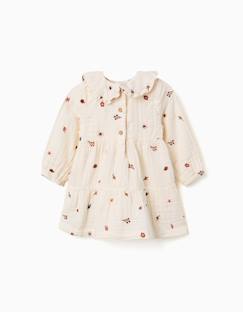 Bébé-Robe, jupe-Robe en coton à manches longues avec broderie florale