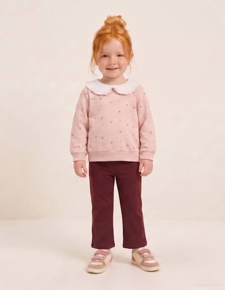 Ensemble sweat et pantalon en coton Rose clair 1 - vertbaudet enfant 