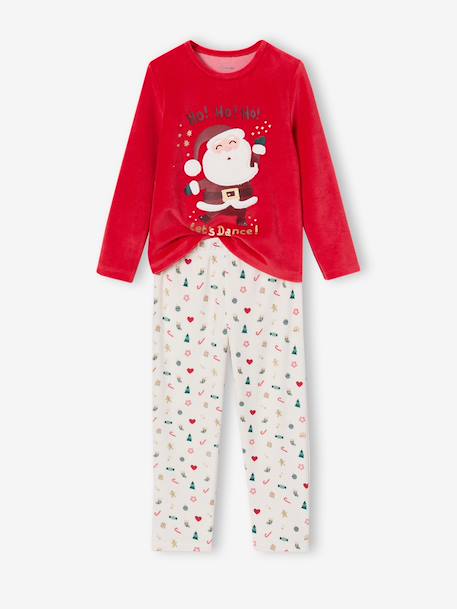 Pyjama fille velours rouge 1 - vertbaudet enfant 