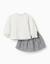 Sweat et jupe-short à carreaux vichy en coton Blanc 2 - vertbaudet enfant 
