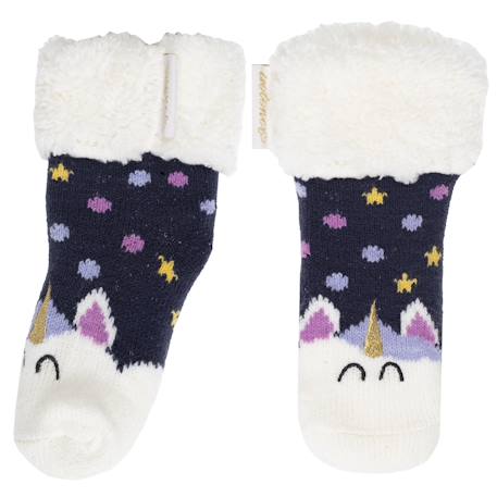 Chaussettes fourrées enfant marine 1/8 ans Marine 2 - vertbaudet enfant 