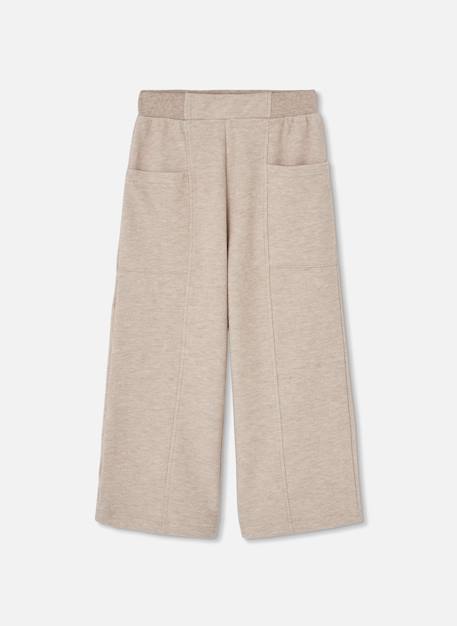 Pantalon fille en maille wide leg Beige 2 - vertbaudet enfant 