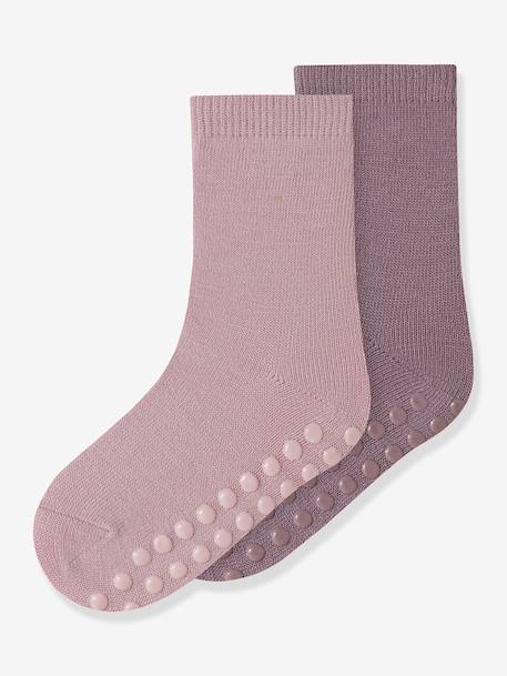 Lot de 2 paires de chaussettes antidérapantes fille en mélange de laine mérinos name it mauve 1 - vertbaudet enfant 
