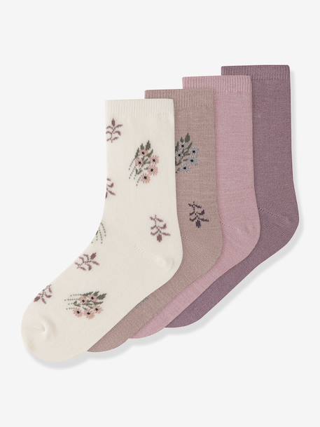 Fille-Sous-vêtement-Lot de 4 paires de chaussettes fille en mélange laine mérinos name it