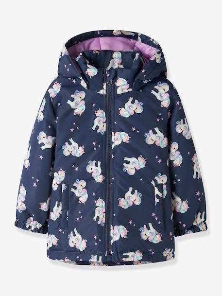 Veste d’hiver imprimée fille name it marine+mauve 1 - vertbaudet enfant 