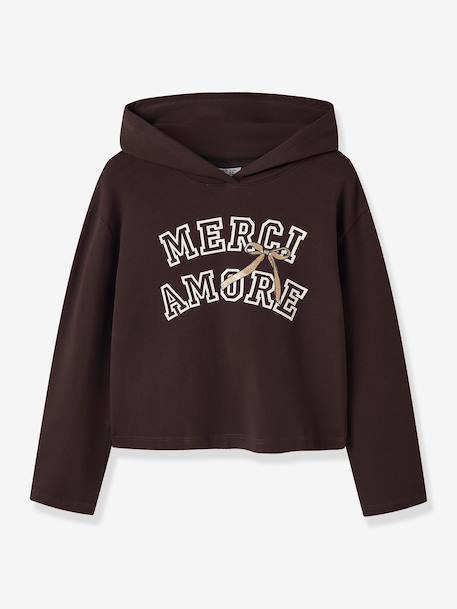 Sweat à capuche avec inscription fille name it bois de rose+chocolat 3 - vertbaudet enfant 