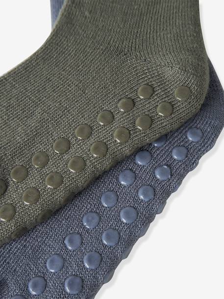 Lot de 2 paires de chaussettes antidérapantes garçon en mélange de laine mérinos name it vert chiné 2 - vertbaudet enfant 