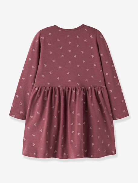 Robe manches longues à cœurs pailletés fille name it bois de rose+mauve 2 - vertbaudet enfant 