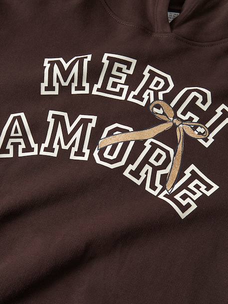 Sweat à capuche avec inscription fille name it bois de rose+chocolat 5 - vertbaudet enfant 
