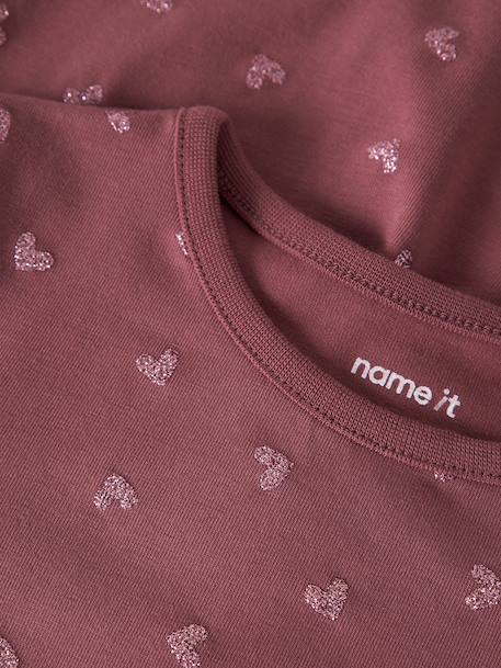 Robe manches longues à cœurs pailletés fille name it bois de rose+mauve 3 - vertbaudet enfant 