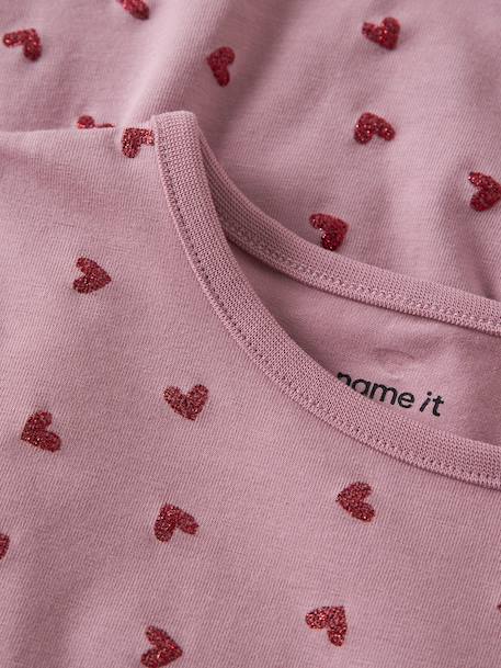 Robe manches longues à cœurs pailletés fille name it bois de rose+mauve 6 - vertbaudet enfant 