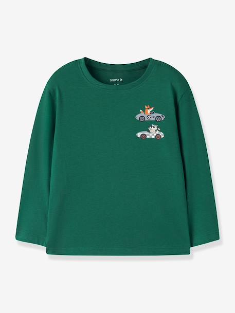 T-shirt manches longues coupe ample garçon name it bleu ardoise+écru+gris+vert 7 - vertbaudet enfant 