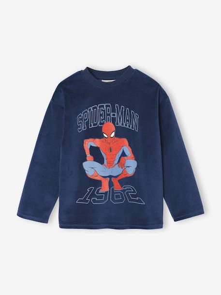 Pyjama en velours Spiderman garçon bleu azur 2 - vertbaudet enfant 