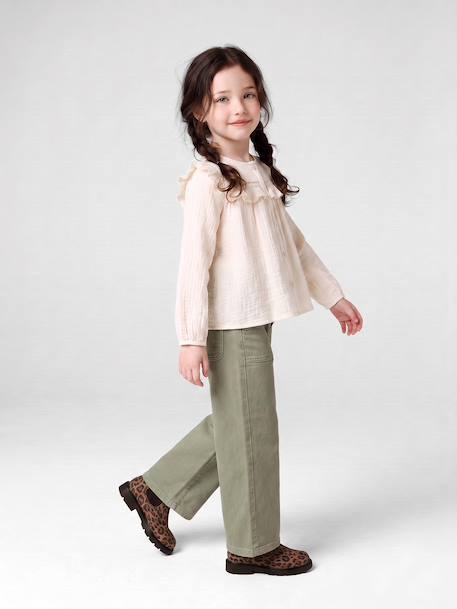 Pantalon fille large MorphologiK fin corail+kaki+vert de gris+vieux rose 12 - vertbaudet enfant 