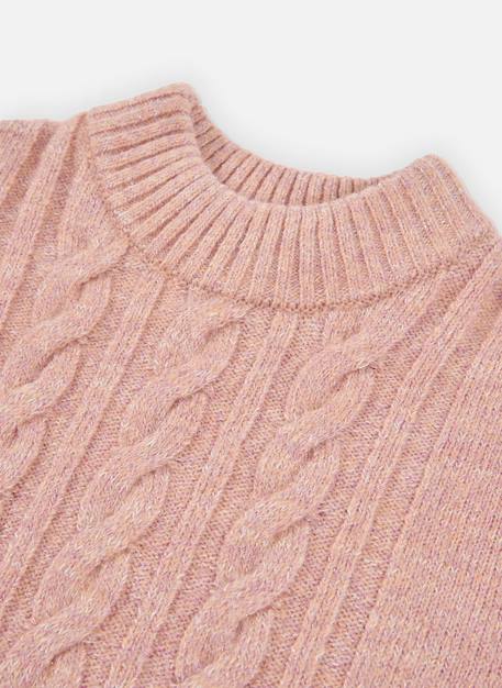 Pull fille tressé col roulé Rose 4 - vertbaudet enfant 
