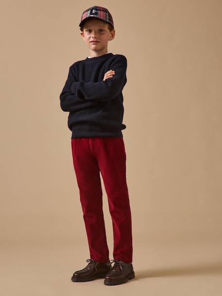 Pantalon chino garçon en velours Cerise+Chocolat+Orage+Vert foret 4 - vertbaudet enfant 