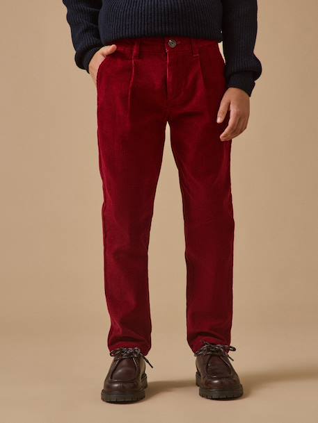 Pantalon chino garçon en velours Cerise+Chocolat+Orage+Vert foret 1 - vertbaudet enfant 
