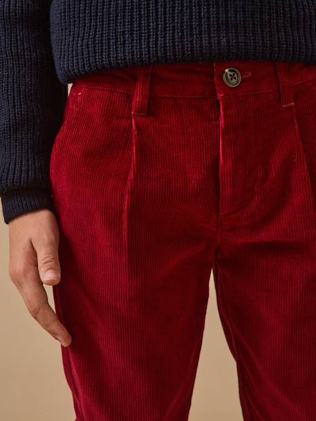 Pantalon chino garçon en velours Cerise+Chocolat+Orage+Vert foret 3 - vertbaudet enfant 