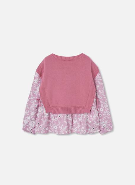 Pull fille combiné imprimé fleurs Rose 3 - vertbaudet enfant 