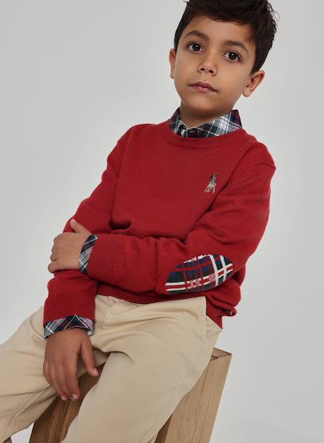 Pull garçon avec broderie chien Rouge 1 - vertbaudet enfant 