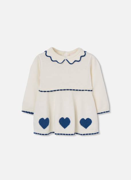 Robe bébé en maille avec coeurs Blanc 1 - vertbaudet enfant 