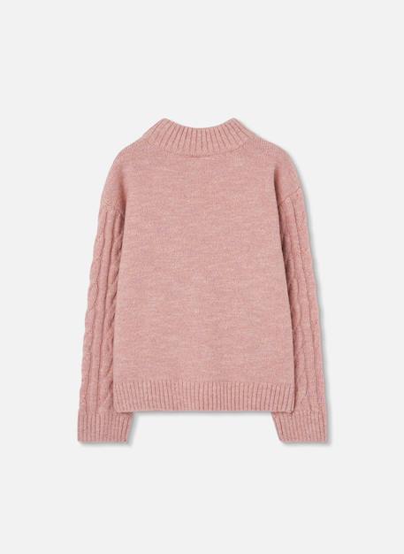Pull fille tressé col roulé Rose 3 - vertbaudet enfant 