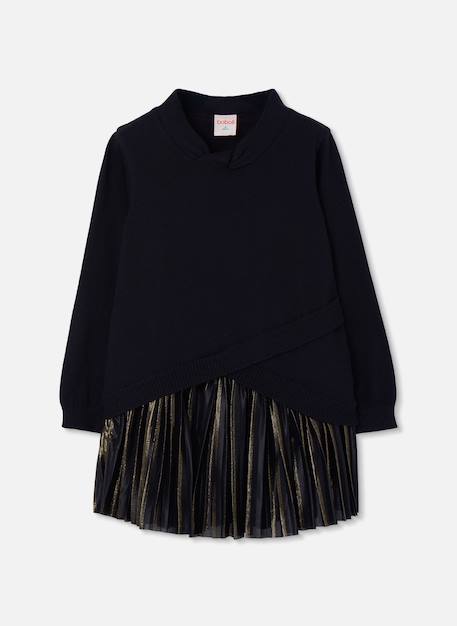 Robe fille combinée avec jupe plissée Noir 2 - vertbaudet enfant 